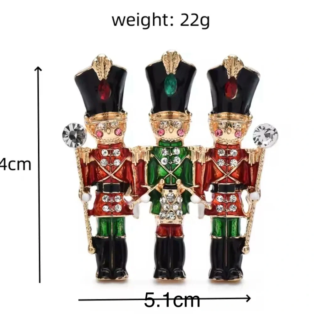Festive‎ Nutcracker Trio Brooch - Gold, Red, Green, Black